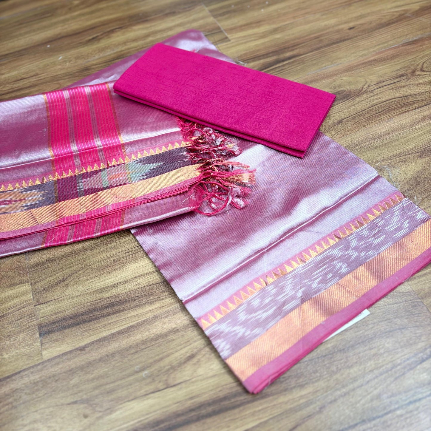 Mangalagiri Pattu Pochampally Boarder dress material -RS0019