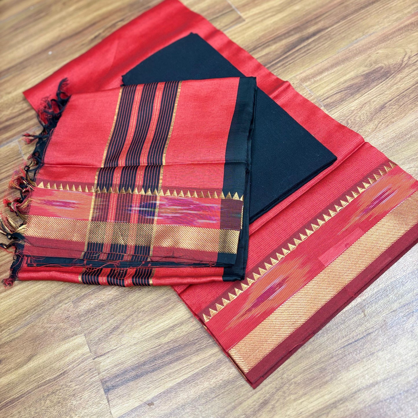 Mangalagiri Pattu Pochampally Boarder dress material -RS0019