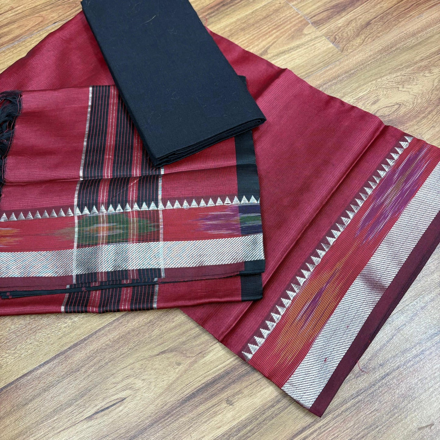 Mangalagiri Pattu Pochampally Boarder dress material -RS0019