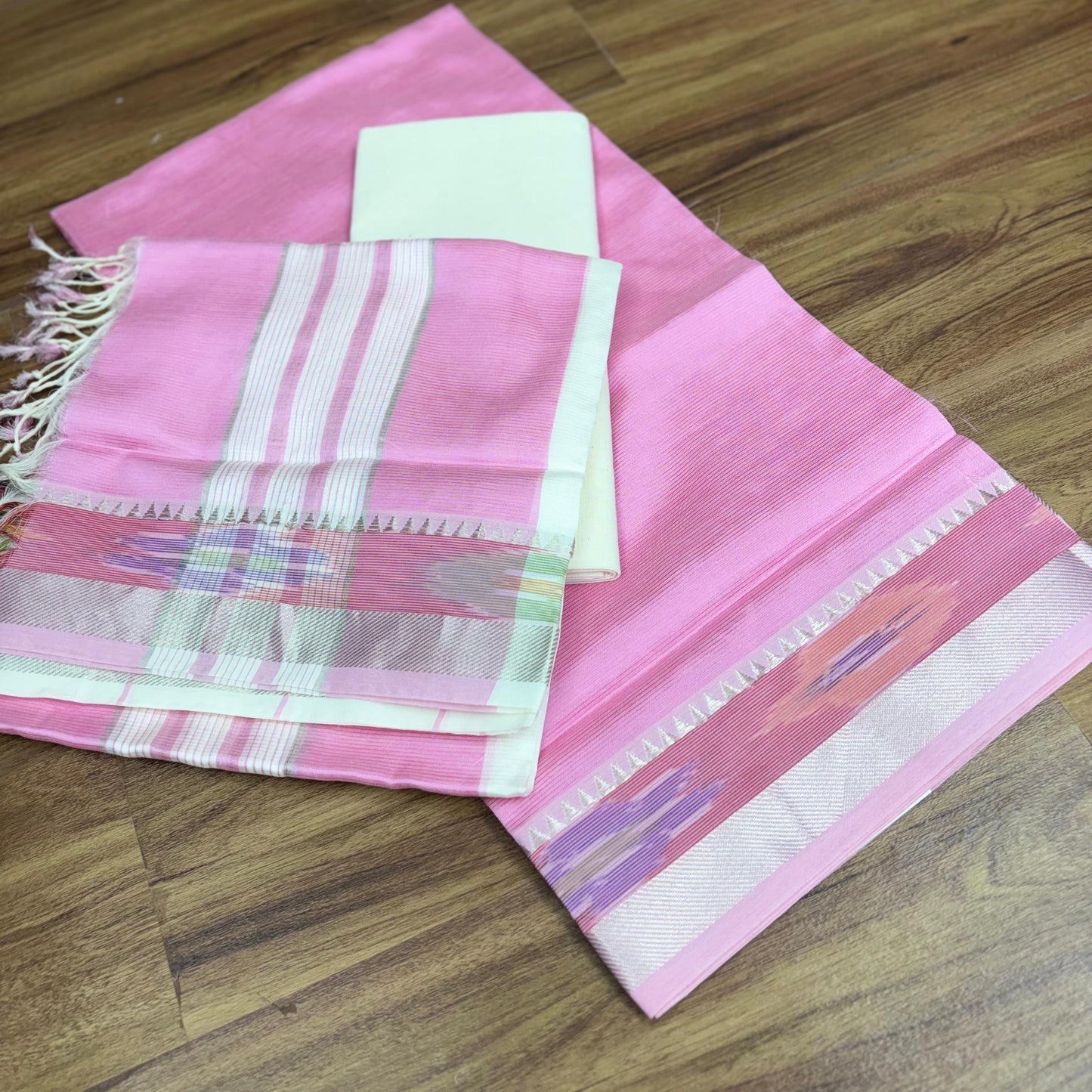 Mangalagiri Pattu Pochampally Boarder dress material -RS0019