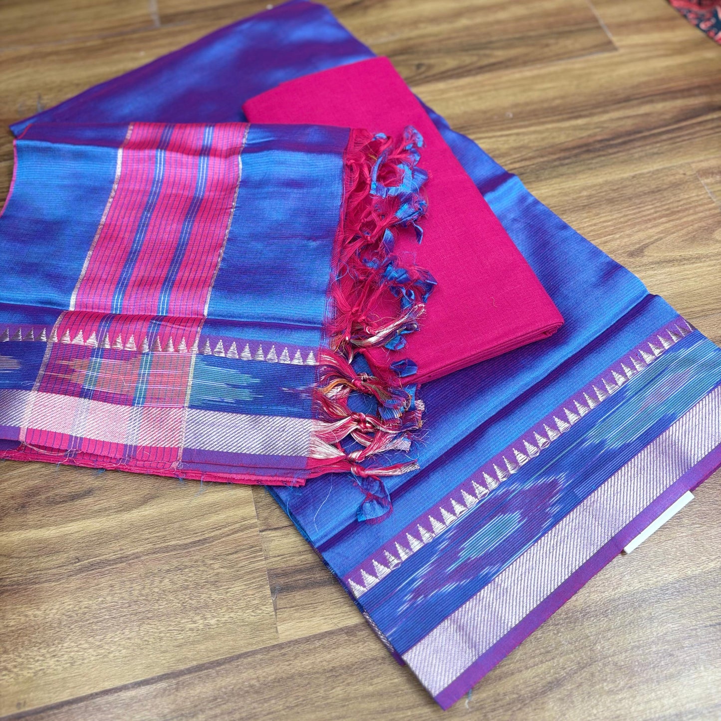Mangalagiri Pattu Pochampally Boarder dress material -RS0019