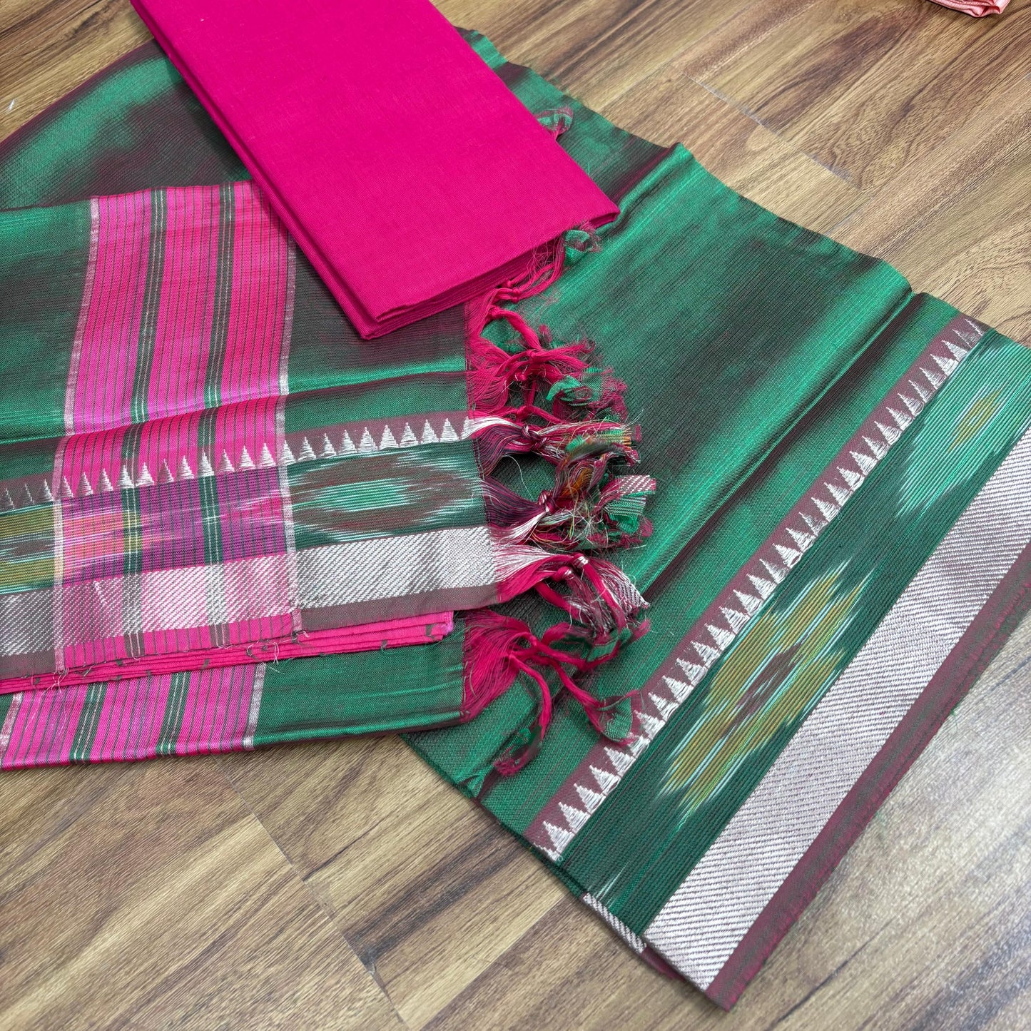Mangalagiri Pattu Pochampally Boarder dress material -RS0019