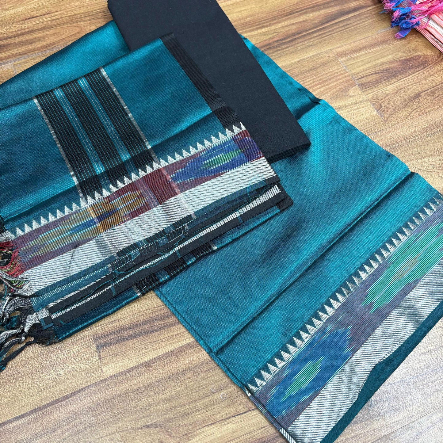 Mangalagiri Pattu Pochampally Boarder dress material -RS0019