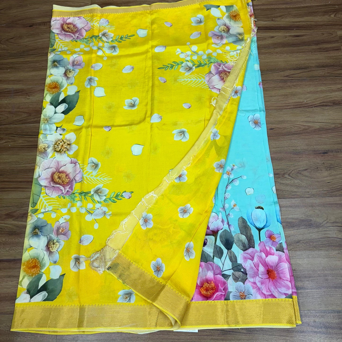 Mangalagiri Digital Print Small Boarder Sarees- RS002