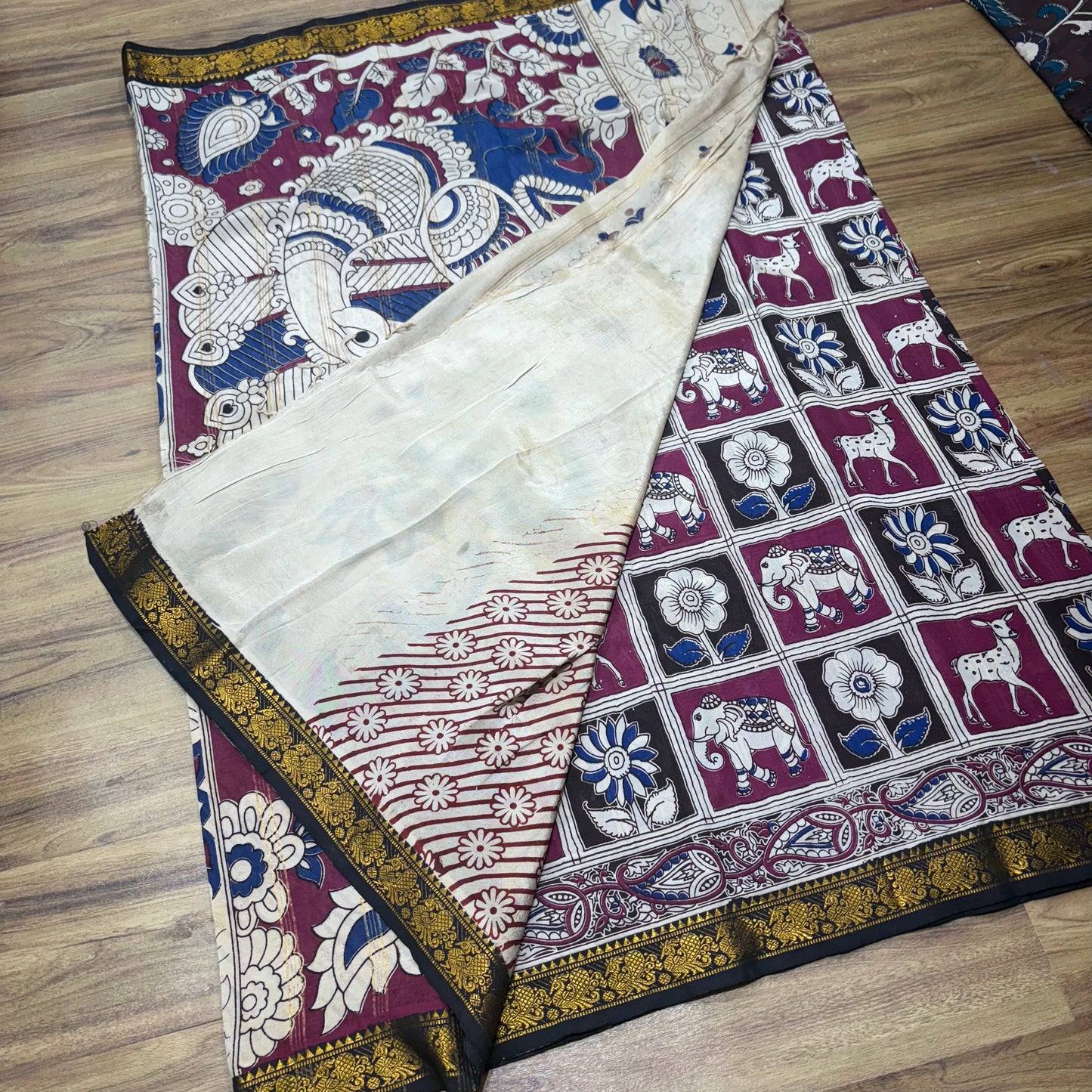 RS0020-4 Mangalagiri Silk Saree with all Over Kalamkari Print