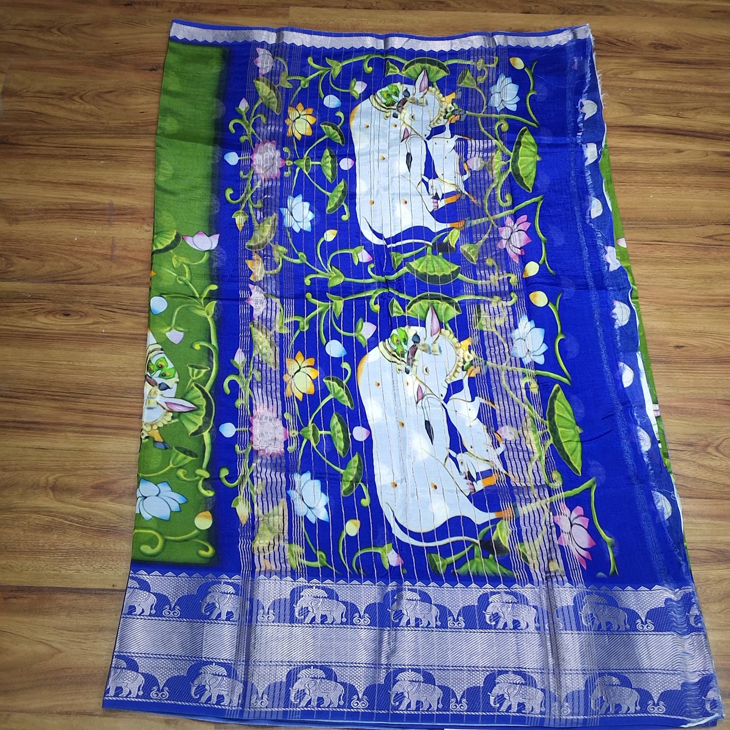 Mangalagiri Silk Digital Print Big boarder Sarees RS003-16