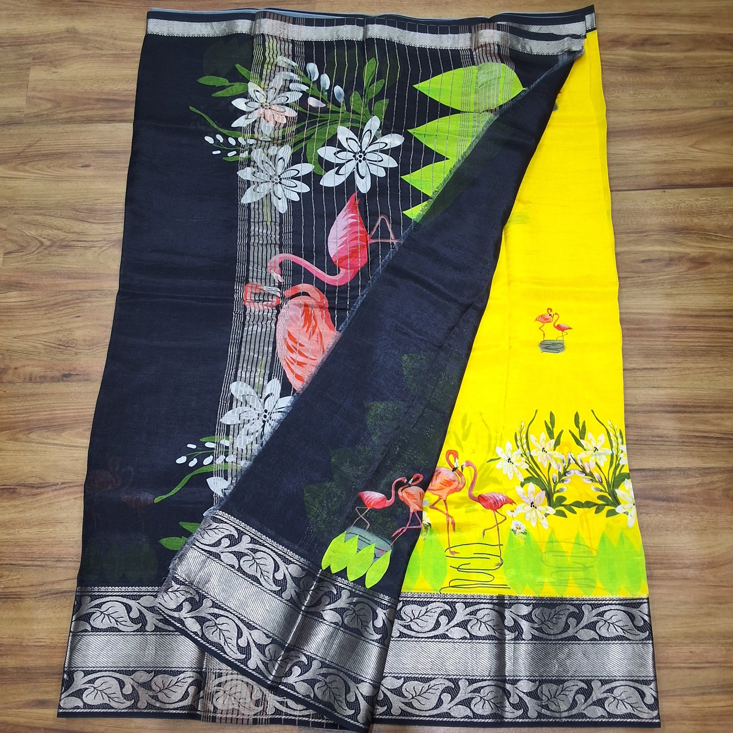 Mangalagiri Silk Digital Print Big boarder Sarees RS003-14