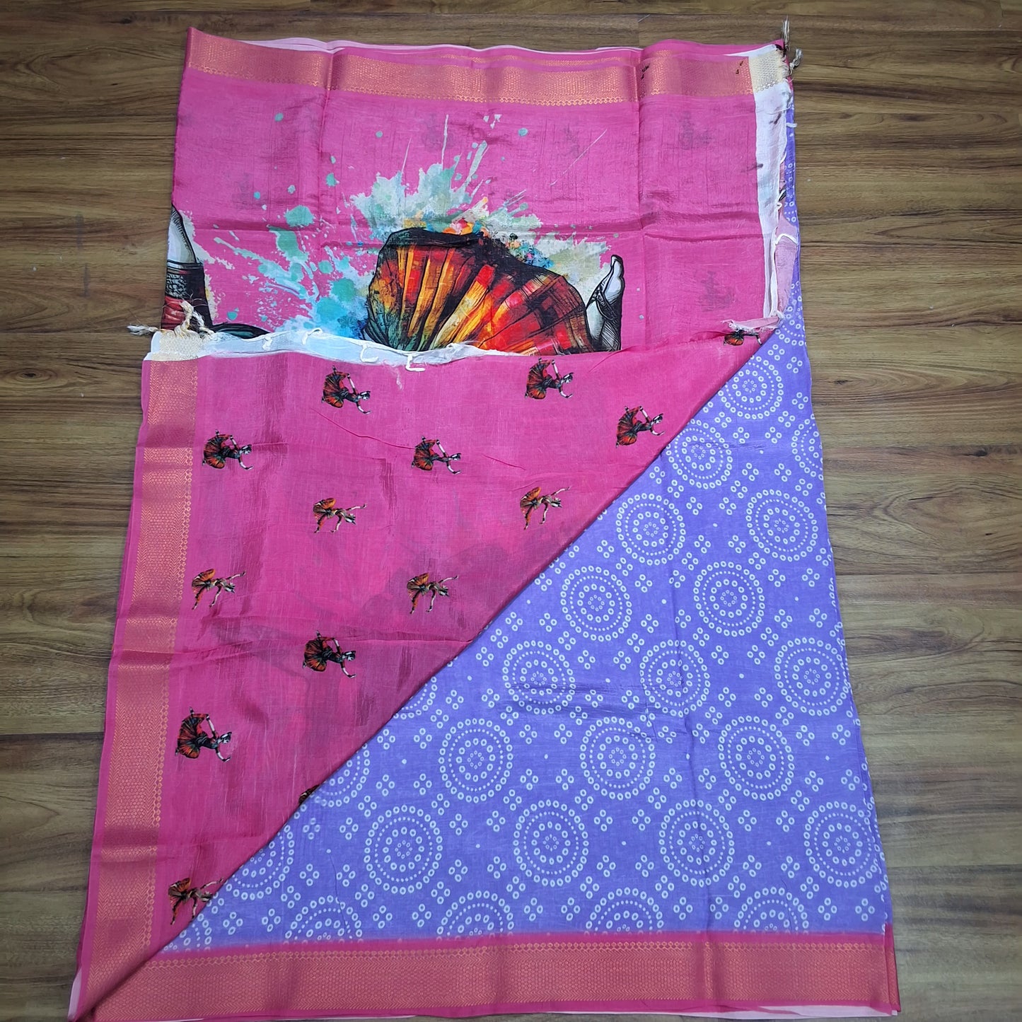 Mangalagiri Digital Print Small Boarder Sarees- RS002