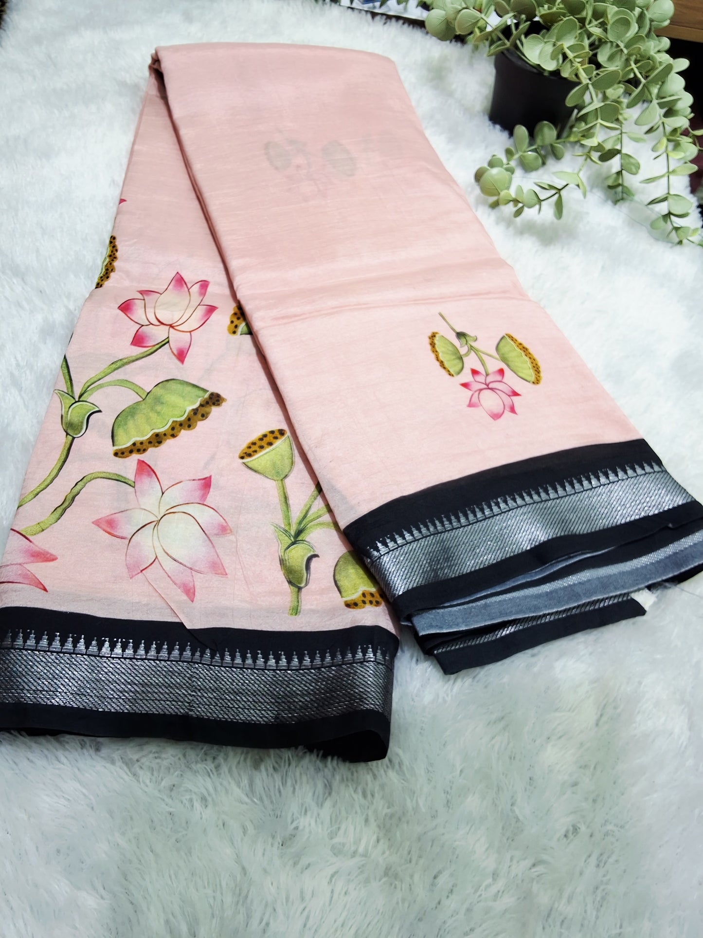 Rs0075-1 Mangalagiri pattu handloom digital print sarees