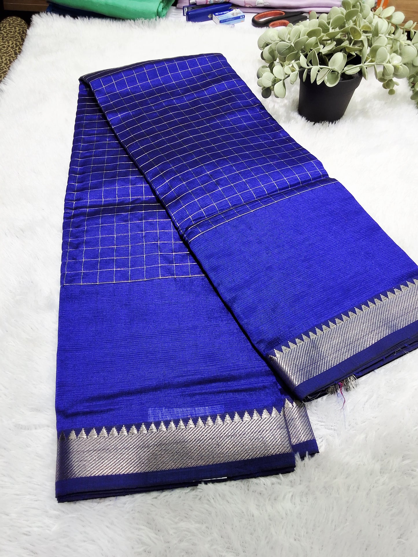 Rs0024-4Mangalagiri handloom pattu checks missing sarees