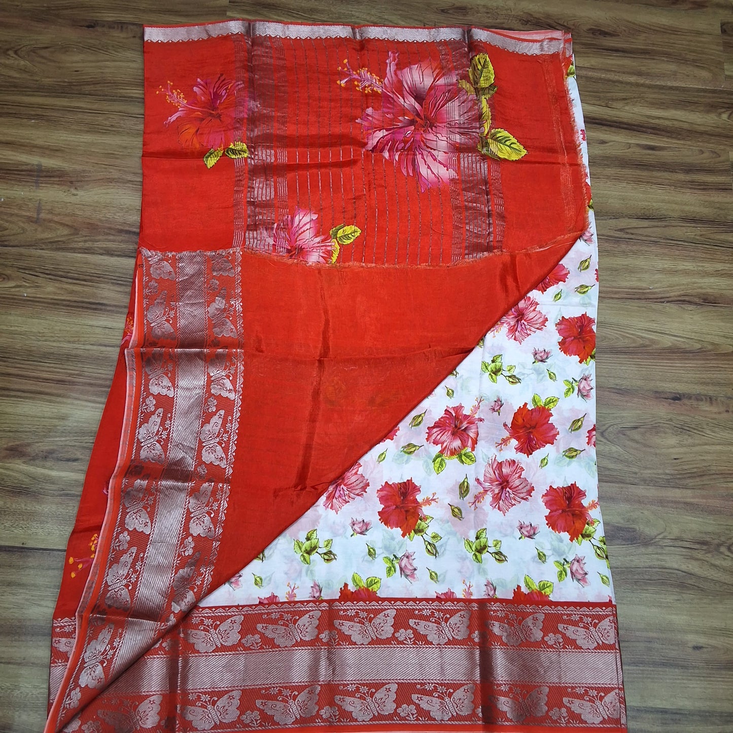 Mangalagiri Silk Digital Print Big boarder Sarees RS003-12