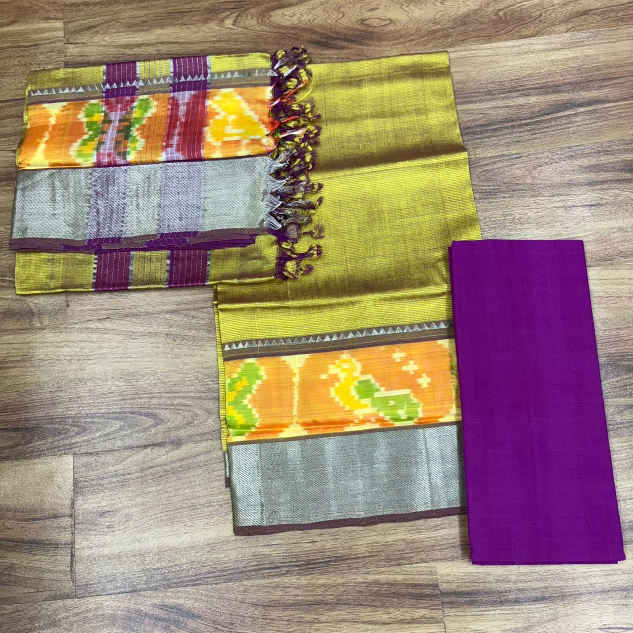 RS0033-6 Mangalagiri Pattu Pochampalli Design Dress Materials