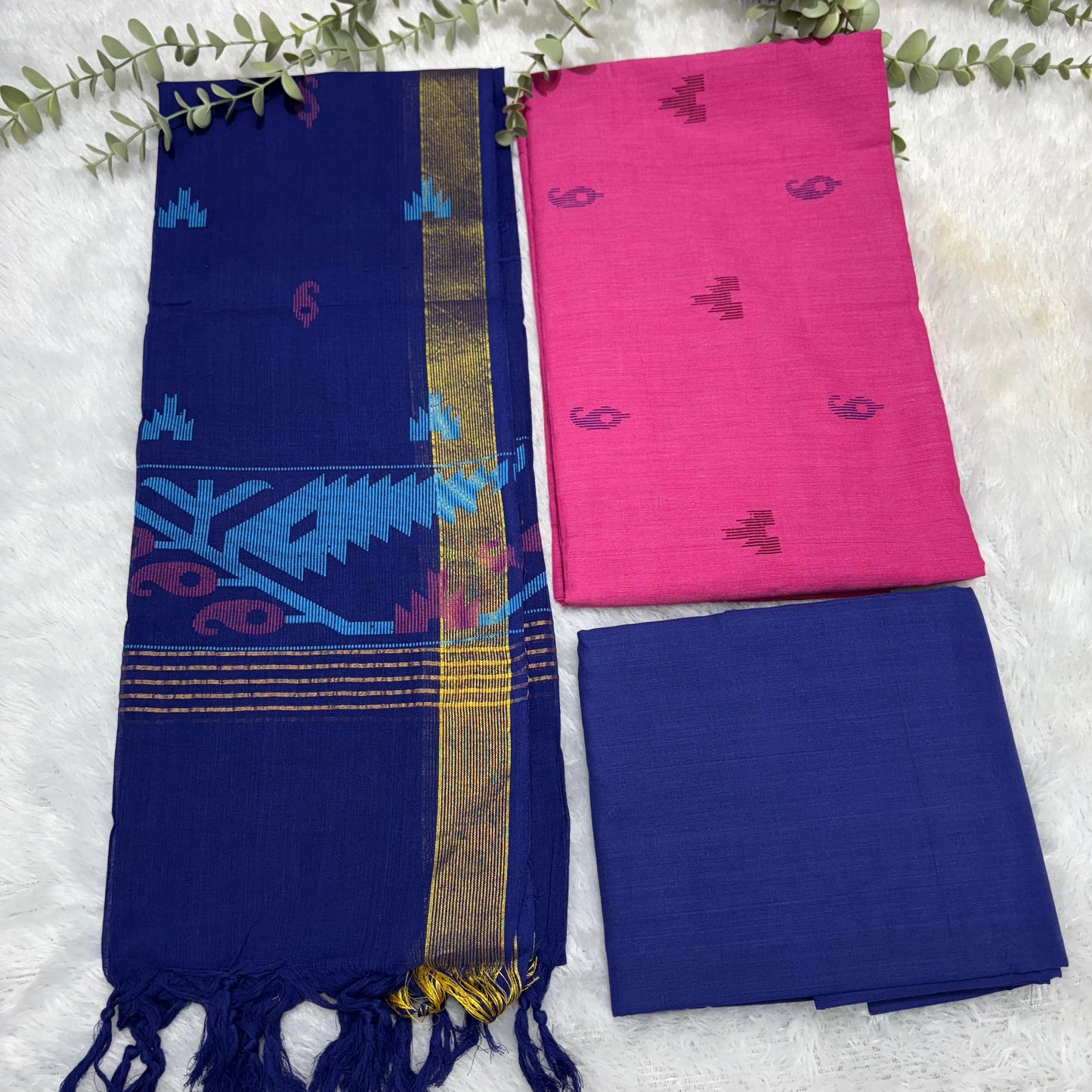 Rsp0010-1 pure cotton dressmaterials with jamdani design