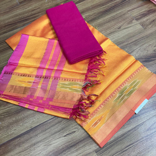 Pattu Pochampally Boarder Mangalagiri Dress Material-RS0019-8