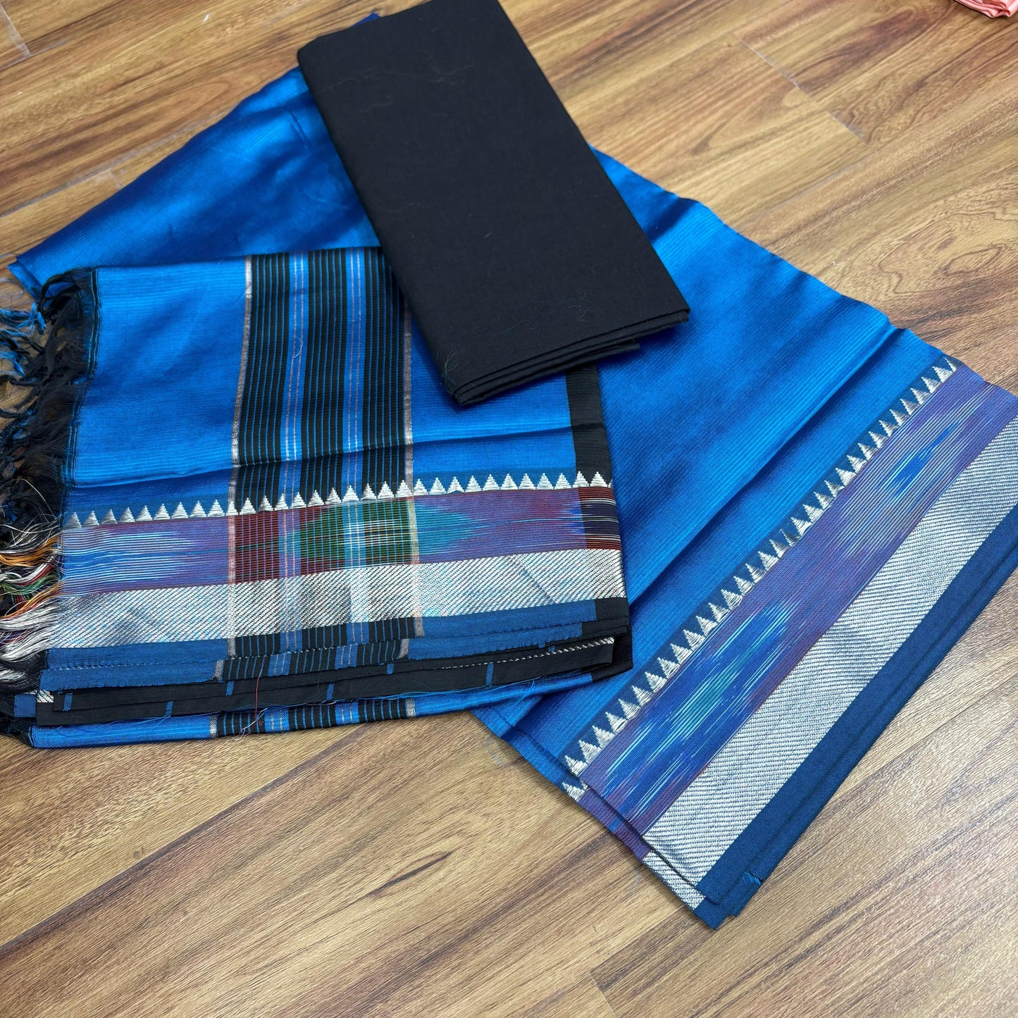 Pattu Pochampally Boarder Mangalagiri Dress Material-RS0019-7