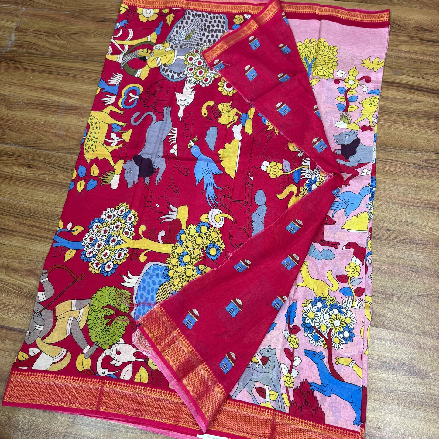 Mangalagiri Digital Print Small Boarder Sarees- RS002