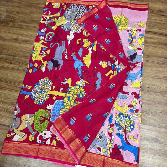 Mangalagiri Digital Print Small Boarder Sarees RS002-1