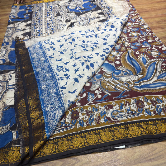 Pattu Kalamkari Outline Sarees - RS0020-2