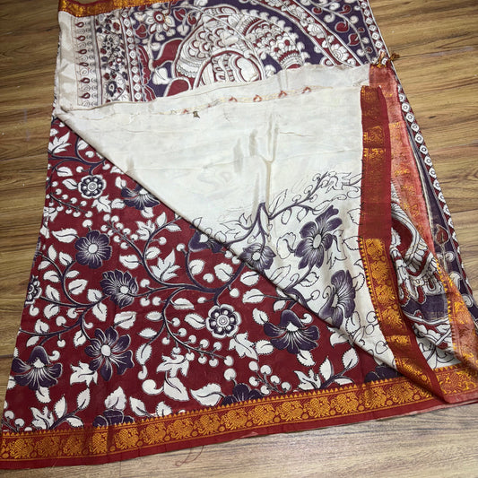 RS0020-2 Mangalagiri Silk Saree with all Over Kalamkari Print