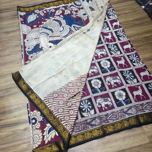 RS0020-4 Mangalagiri Silk Saree with all Over Kalamkari Print