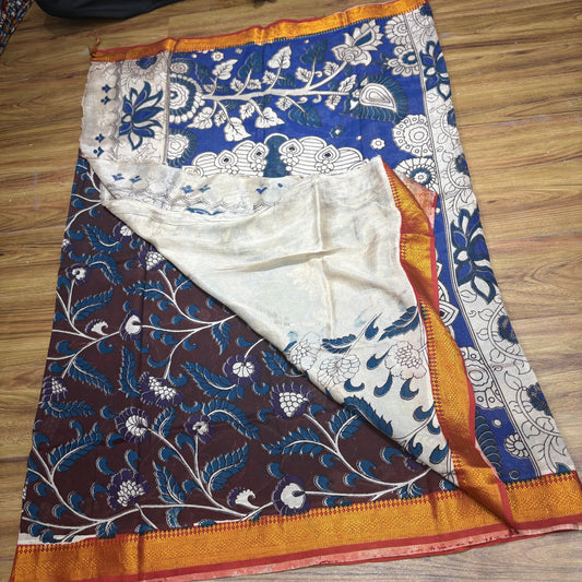 Pattu Kalamkari Outline Sarees - RS0020-3
