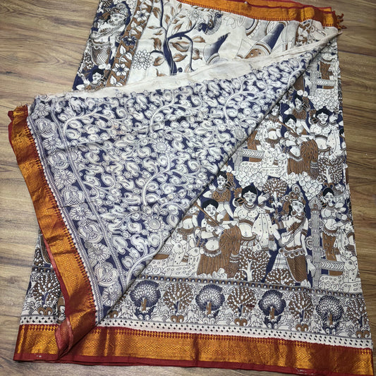 RS0020-8 Mangalagiri Silk Saree with all Over Kalamkari Print