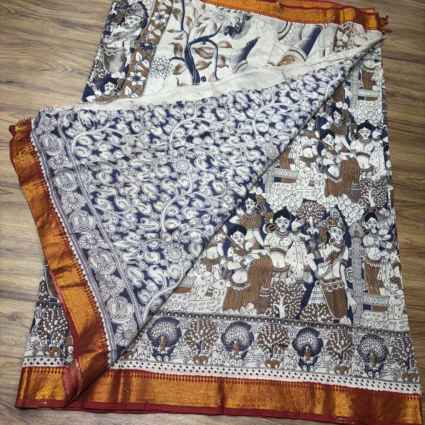 Pattu Kalamkari Outline Sarees - RS0020-4