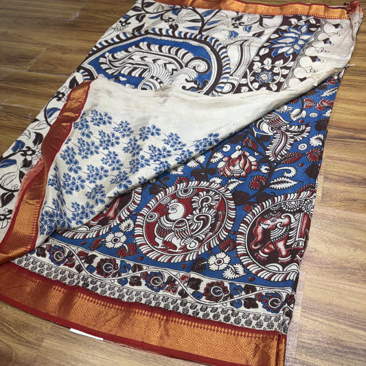 Pattu Kalamkari Outline Sarees - RS0020-5