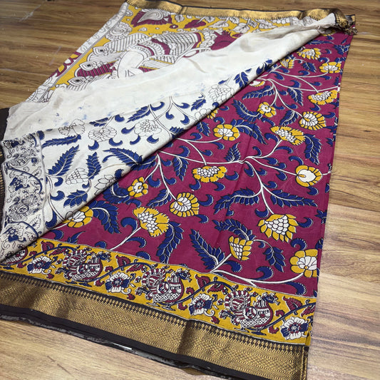 RS0020-3 Mangalagiri Silk Saree with all Over Kalamkari Print