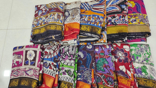 Pattu Kalamkari Outline Sarees - RS0020-1