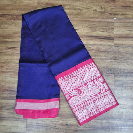 Rs0031:Mangalagiri handloom pattu with kanchi border big border sarees..