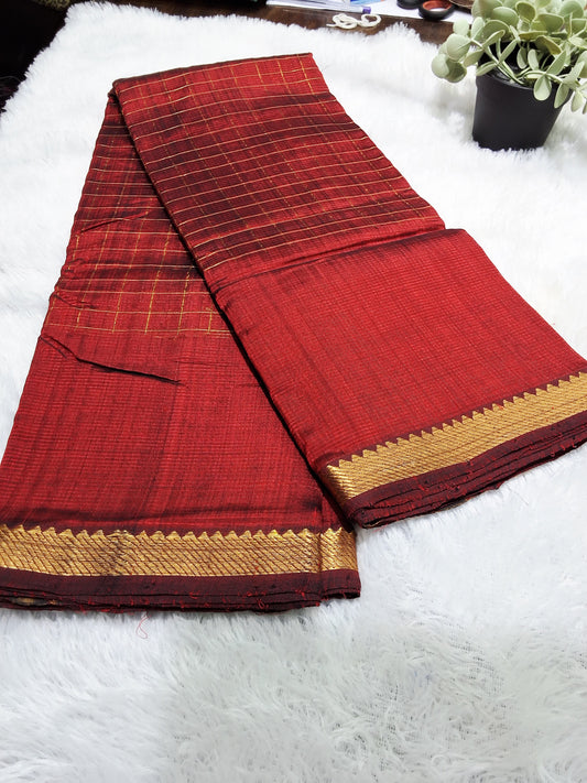 Rs0024-3 Mangalagiri pattu handloom checks missing  sarees