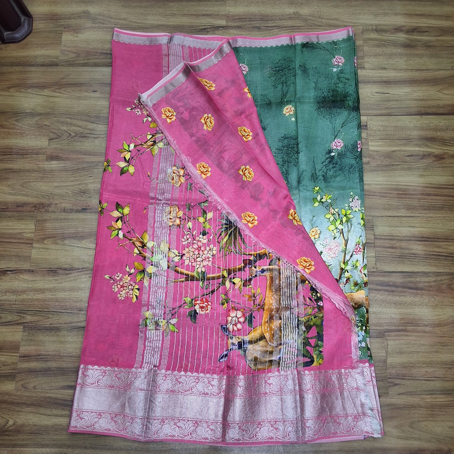 Mangalagiri Silk Digital Print Big boarder Sarees RS003-10