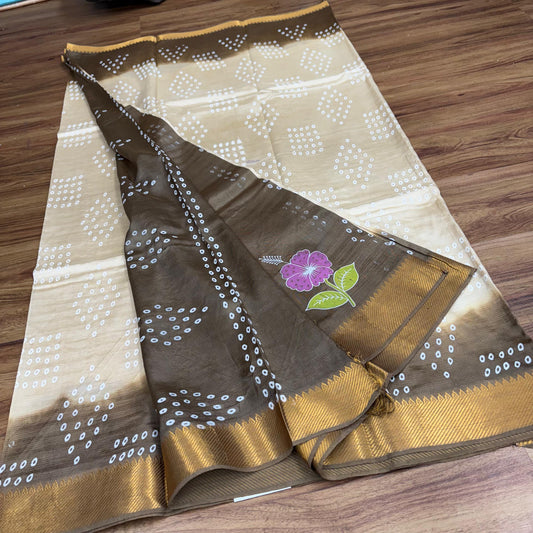 Rs0084-4 Mangalagiri pattu handloom Bandini print sarees