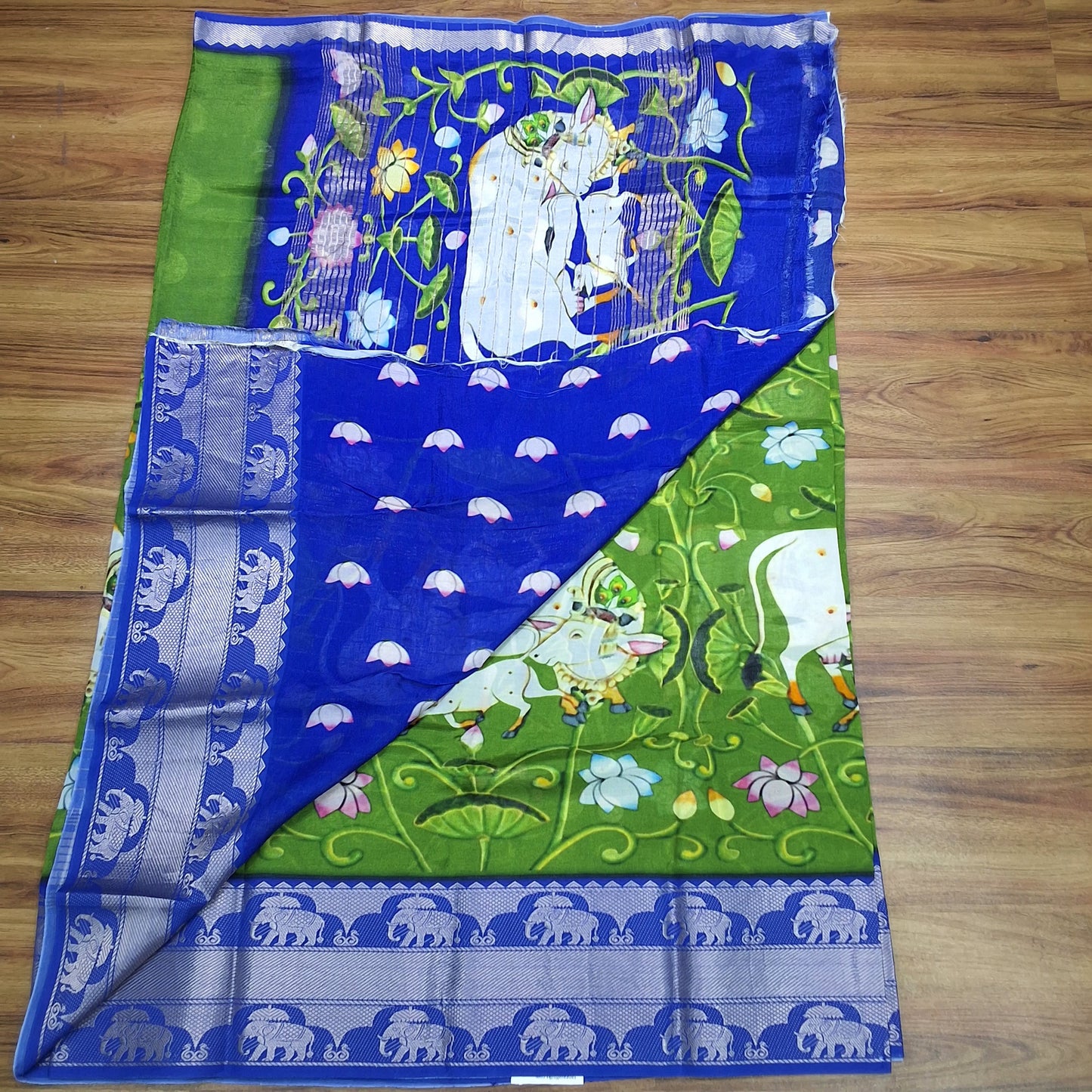 Mangalagiri Silk Digital Print Big boarder Sarees RS003-2