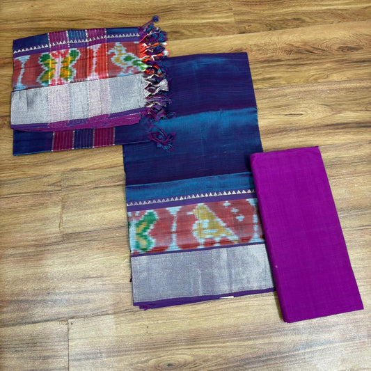 RS0033-3  Mangalagiri Pattu Pochampalli Design Dress Materials