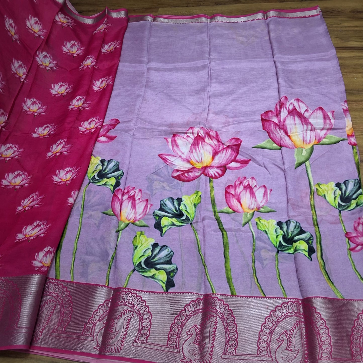 Mangalagiri Silk Digital Print Big boarder Sarees RS003-15