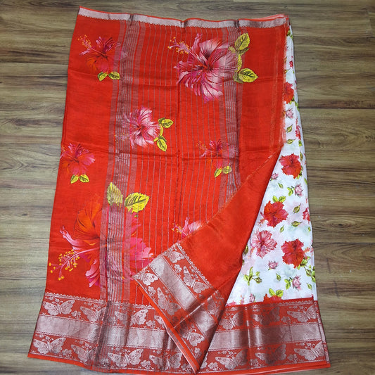 Mangalagiri Silk Digital Print Big boarder Sarees RS003-13