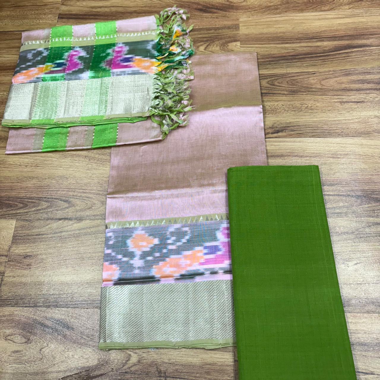 RS0033-8  Mangalagiri Pattu Pochampalli Design Dress Materials