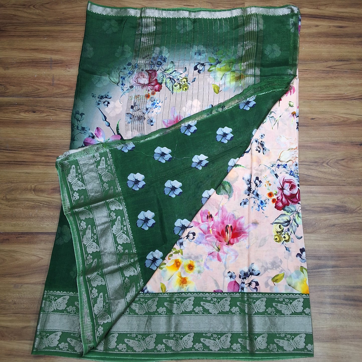 Mangalagiri Silk Digital Print Big boarder Sarees RS003