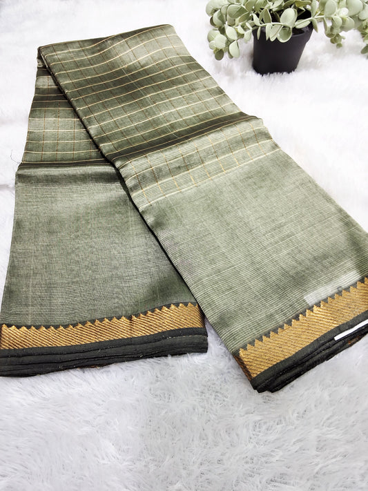 Rs0024-1 Mangalagiri pure Handloom pattu missing checks sarees