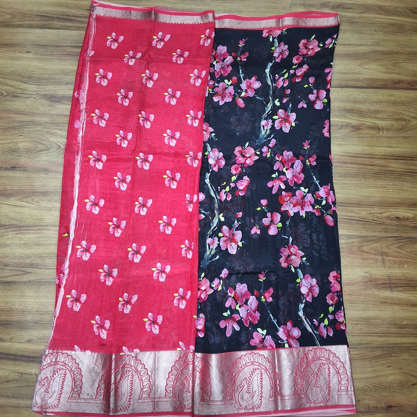 Mangalagiri Silk Digital Print Big boarder Sarees RS003-8
