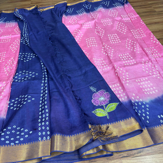 Rs0084-2 Mangalagiri pattu handloom Bandini print sarees