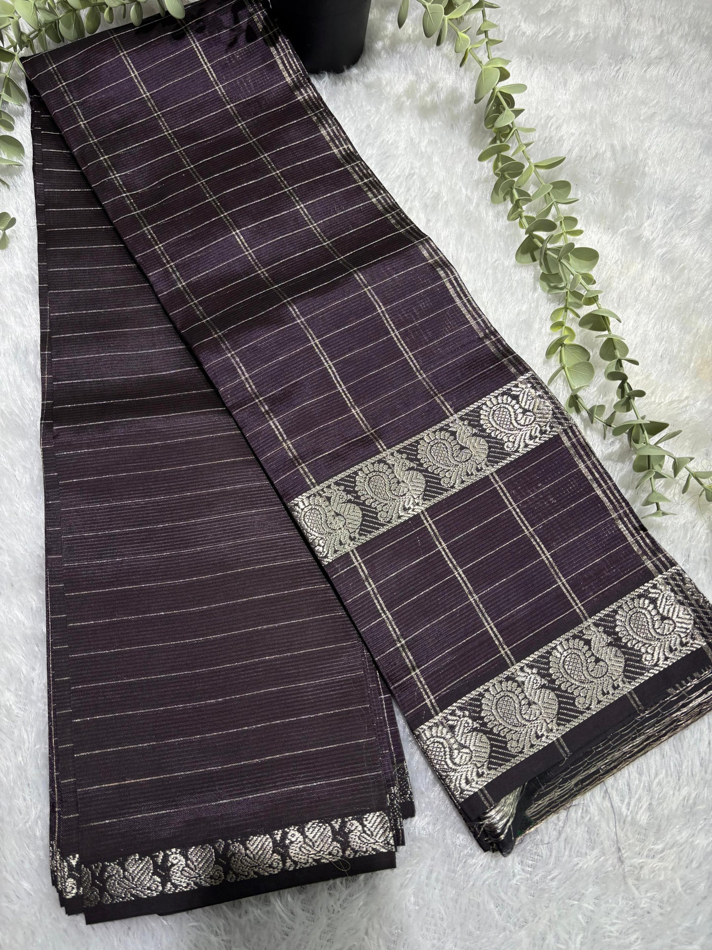 Rsoo77-2 mangalgiri pattu checks sareespeacock gap border sarees