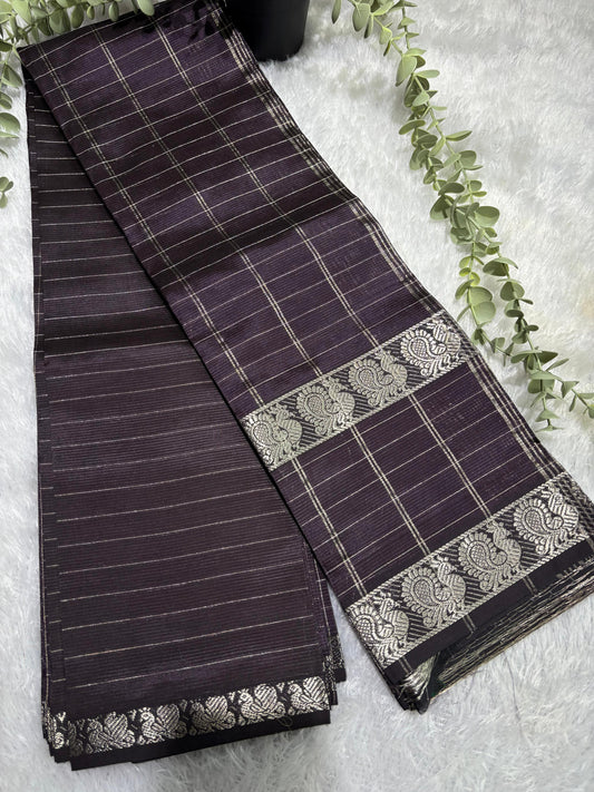 Rsoo77-2 mangalgiri pattu checks sareespeacock gap border sarees