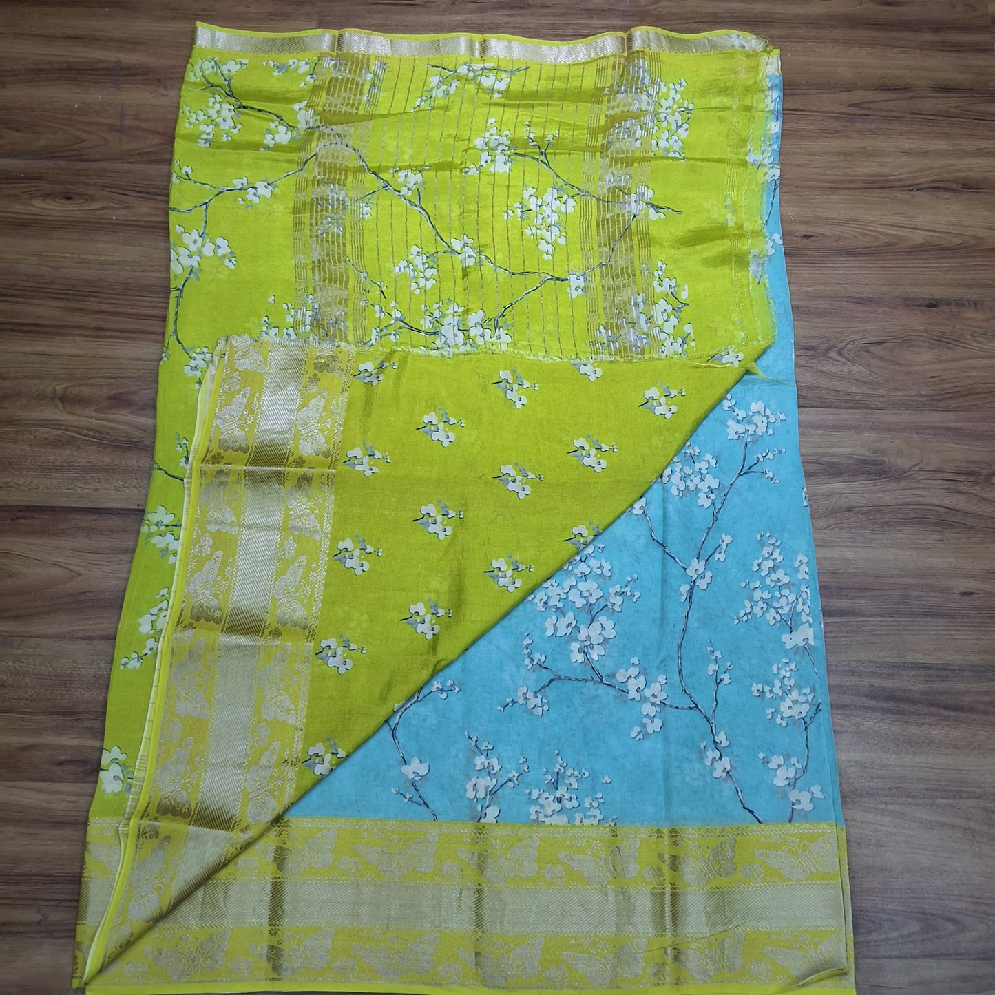 Mangalagiri Silk Digital Print Big boarder Sarees RS003