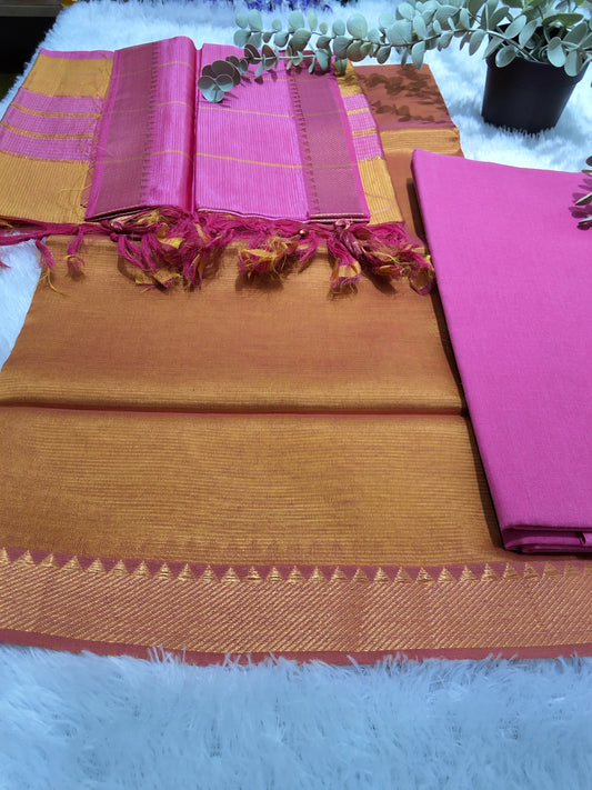 Rs0017-4Mangalagiri pattu 50-50 border dressmaterials