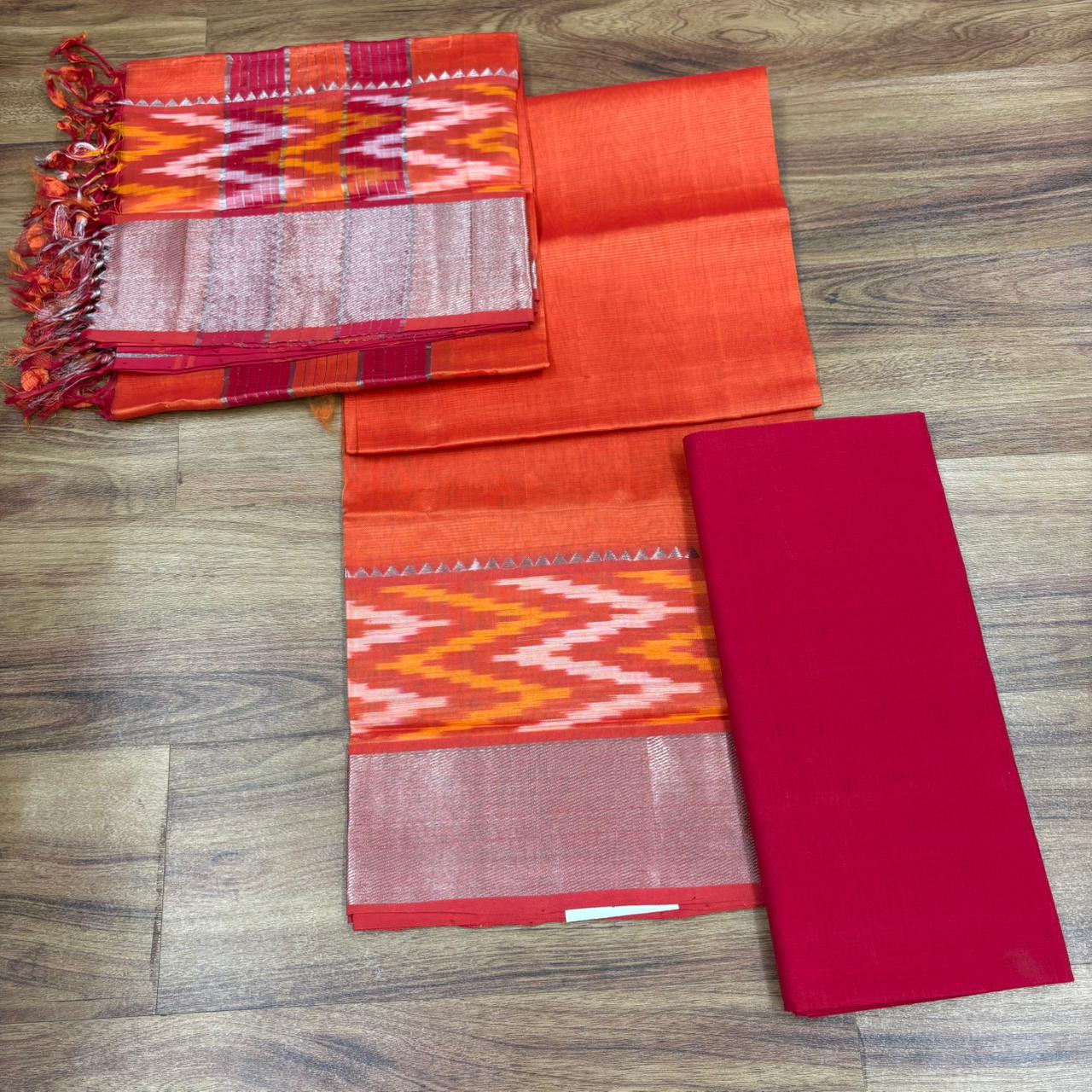 RS0033-6  Mangalagiri Pattu Pochampalli Design Dress Materials