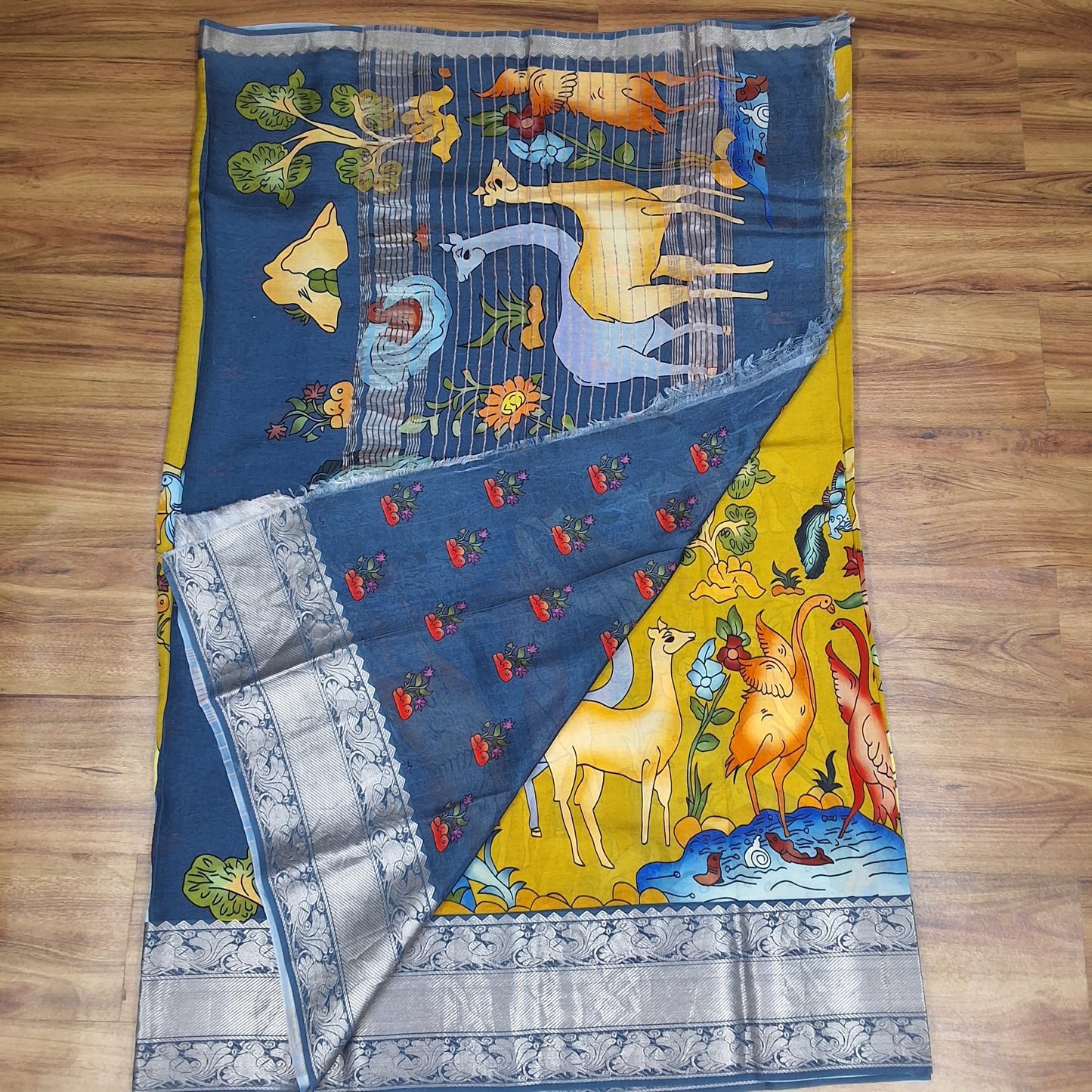 Mangalagiri Silk Digital Print Big boarder Sarees RS003