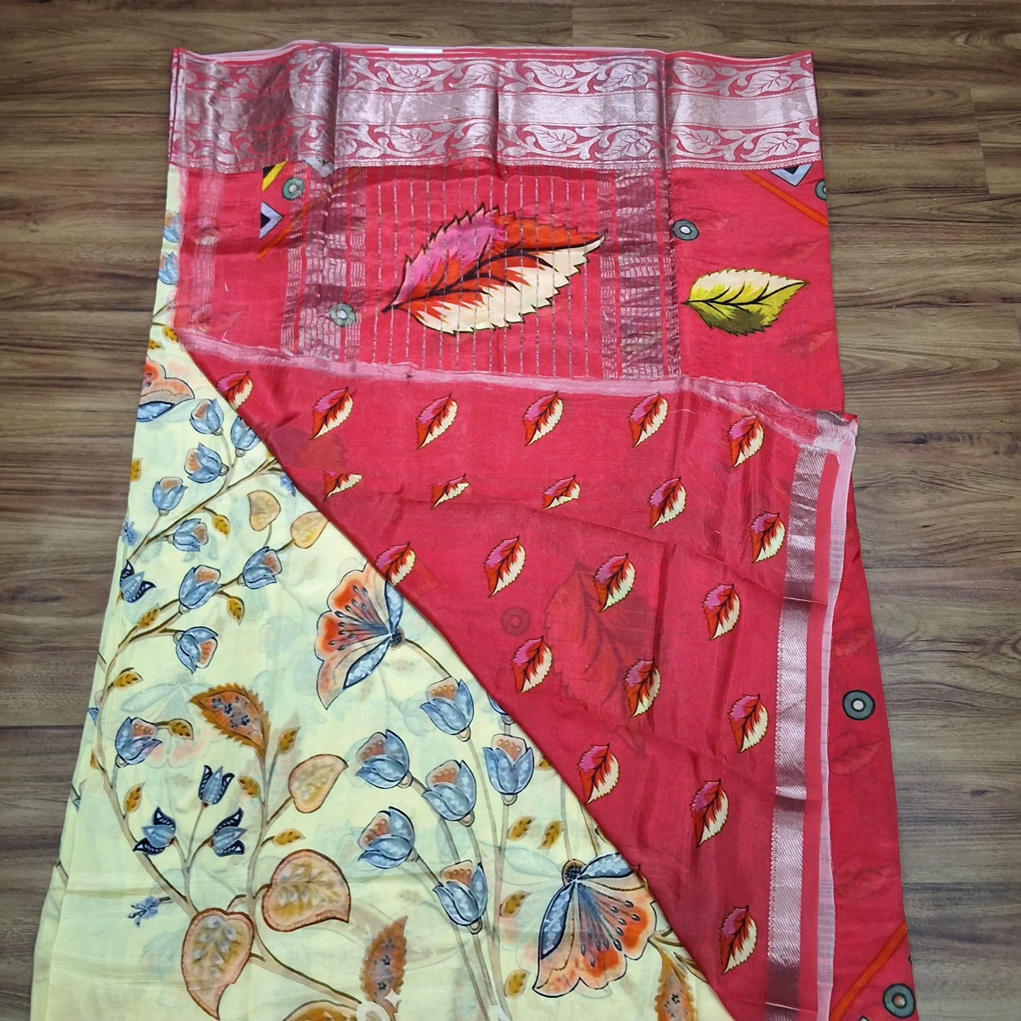 Mangalagiri Silk Digital Print Big boarder Sarees RS003